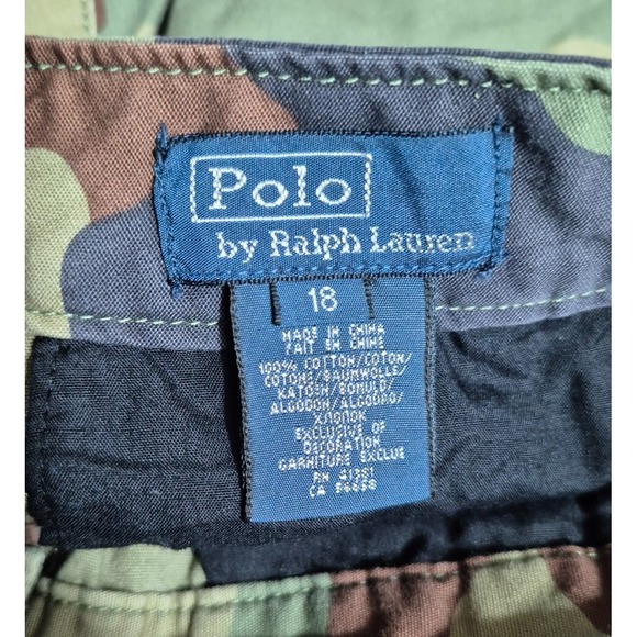 Polo Ralph Lauren Vintage Camo Cargo Shorts Embroidered Tiger Boys 18 XL - Picture 3 of 6